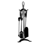 Trendi Metal Fireside Waterloo Bucket & Companion Set| Fireplace Coal & Wood Scuttle | Includes Poker, Shovel, Tongs | Coal Wood Burner Accessories Kit (Companion Set Black)