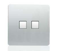 Trendi Modern 2 Gang RJ45 Cat 5e & Cat 6 PC Ethernet Socket Silver
