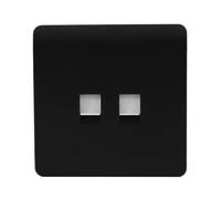 Trendi Modern 2 Gang Telephone Socket in Matt Black