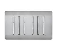 Trendi 6 Gang 2 Way 240V Screwless Raised Front Twin Plate Plastic Artistic Modern Glossy 10 Amp Chrome Rocker Electrical Wall Light Switch Brushed Steel - ART-SS66BS