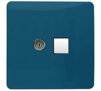 Trendi Modern Glossy Tactile TV Co-axial Socket+RJ45 Cat 5e&Cat 6 PC Ethernet Socket Midnight Blue