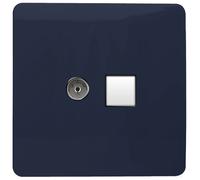 Trendi Modern Glossy Tactile TV Co-axial Socket+RJ45 Cat 5e&Cat 6 PC Ethernet Socket Navy