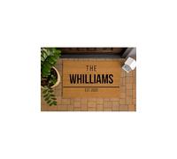 Trendi Personalised Coir Door Mat | Non-Slip Heavy-Duty | Customised Size | Dirt-Trapping | Rustic Outdoor & Indoor | Your Text (EST & Name 2)