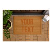 Trendi Personalised Coir Door Mat | Non-Slip Heavy-Duty | Customised Size | Dirt-Trapping | Rustic Outdoor & Indoor | Your Text (Brown Text)