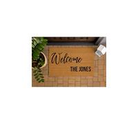 Trendi Personalised Coir Door Mat | Non-Slip Heavy-Duty | Customised Size | Dirt-Trapping | Rustic Outdoor & Indoor | Your Text (Family Text)