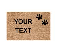 Trendi Personalised Coir Door Mat | Non-Slip Heavy-Duty | Customised Size | Dirt-Trapping | Rustic Outdoor & Indoor | Your Text (Text with Paws)