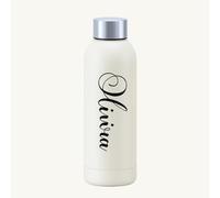 Trendi Personalised Water Bottle - 500ml Stainless Steel Vacuum Flask | BPA Free | Double Walled Hot & Cold Drink Bottle for Gym, Office, Travel - Custom Name Printed Gift (Cream)