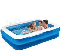 Trendi Rectangular Inflatable Family Paddling & Swimming Pool/Easy Setup & Drainage / 1075 Litre & 468 Litre Capacity/Durable Air Filled Sidewalls, Blue (120in x 72in / 3m x 1.8m)