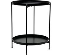 Trendi Round Metal Folding Side Table Tray Top Light Portable Coffee Night Stand 2 Tier Black