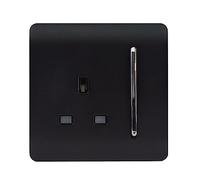 Trendi Spare FACEPLATE for 1 Gang 13 Amp Switched Plug Socket Matt Black