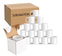 Trendi Sublimation Mugs 11oz - Pack of 36 pcs Blank White Ceramic Coffee Mugs with Large Handle, Dishwasher Safe Sublimation Blanks for Heat Press Printing, Each with Gift Box