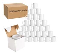 Trendi Sublimation Mugs 11oz - Pack of 72 pcs Blank White Ceramic Coffee Mugs with Large Handle, Dishwasher Safe Sublimation Blanks for Heat Press Printing, Each with Gift Box