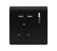 Trendi Switch 1 Gang 13amp Matt Black Switched Plug Socket