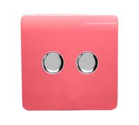 Trendi Switch 2 Gang 1 or 2 way 150w Rotary LED Dimmer Light Switchin Strawberry Red
