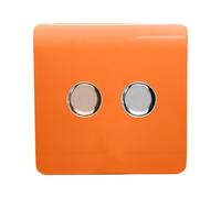 Trendi Artistic Modern Glossy Tactile 2 Gang 2 Way 120w LED Dimmer Switch Orange