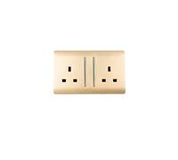 Trendi Switch 2 Gang Artistic Modern Glossy 13 Amp Electrical Long Switched Plug Socket Champagne Gold x5