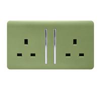Trendi Switch 2 Gang Artistic Modern Glossy 13 Amp Switched Tactile Plug Socket Moss Green ART-SKT213L