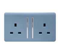 Trendi Switch 2 Gang Artistic Modern Glossy 13 Amp Switched Tactile Plug Socket Sky ART-SKT213L