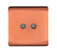 Trendi Switch 2 Gang F-Type Satellite Television Socket in Copper