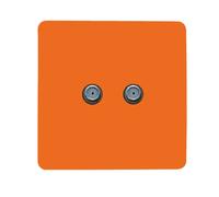 Trendi Switch 2 Gang F-Type Satellite Television Socket Sunset Orange