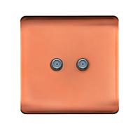 Trendi Switch 2 Gang Male F-Type Satellite Television Socket in Copper