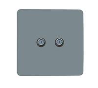 Trendi Switch 2 Gang Male F-Type Satellite Television Socket in Light Grey