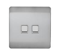 Trendi Switch 2 Gang RJ45 Cat 6 Modern Designer PC Ethernet Socket in Brushed Steel