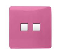 Trendi Switch 2 Gang RJ45 Cat 6 Modern Designer PC Ethernet Socketin Candy Pink