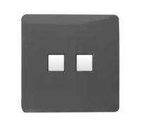 Trendi Switch 2 Gang RJ45 Cat 6 Modern Designer PC Ethernet Socketin Charcoal Grey