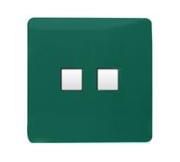 Trendi Switch 2 Gang RJ45 Cat 6 Modern Designer PC Ethernet Socket in Dark Forest Green