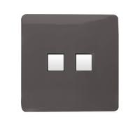 Trendi Switch 2 Gang RJ45 Cat 6 Modern Designer PC Ethernet Socketin Dark Mocha Brown