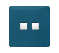 Trendi Switch 2 Gang RJ45 Cat 6 Modern Designer PC Ethernet Socket in Midnight Blue