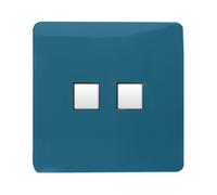 Trendi Switch 2 Gang RJ45 Cat 6 Modern Designer PC Ethernet Socketin Ocean Blue