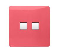 Trendi Switch 2 Gang RJ45 Cat 6 Modern Designer PC Ethernet Socket in Strawberry Red