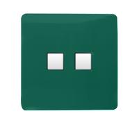 Trendi Switch 2 Gang RJ45 Cat 6 PC Ethernet & Modern Designer Telephone Slave Socketsin Dark Forest Green