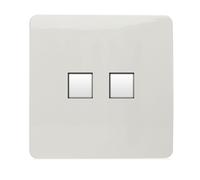 Trendi Switch 2 Gang RJ45 Cat 6 PC Ethernet & Modern Designer Telephone Slave Socketsin Ice White
