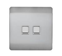 Trendi Switch 2 Gang RJ45 Cat 6 PC Ethernet Socket in Brushed Steel - ART-2PC6BS
