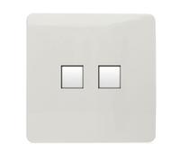 Trendi Switch 2 Gang RJ45 Cat 6 PC Ethernet Socket in Ice White - ART-2PC6WH