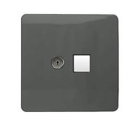 Trendi Switch 2 Gang Spare Faceplate for Modern Designer PC Ethernet Sockets in Charcoal Grey
