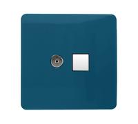 Trendi Switch 2 Gang TV Co-Axial & RJ45 Cat 6 Modern Designer PC Ethernet Socketsin Midnight Blue