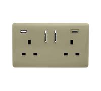Trendi Switch 2 Gang Type A & C USB 3100mA Modern Designer Plug Socket in Champagne Gold