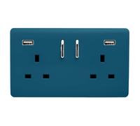 Trendi Switch 2 Gang USB 3100mA Plug Socketin Midnight Blue