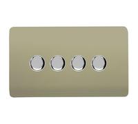 Trendi Switch 4 Gang 1 or 2 way 150w Rotary LED Dimmer Light Switch in Champagne Gold