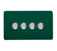 Trendi Switch 4 Gang 1 or 2 way 150w Rotary LED Dimmer Light Switch in Dark Green