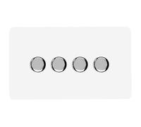 Trendi Switch 4 Gang 1 or 2 Way 150w Rotary LED Dimmer Light Switch in Ice White