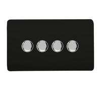 Trendi Switch 4 Gang 1 or 2 way 150w Rotary LED Dimmer Light Switch in Matt Black