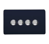 Trendi Switch 4 Gang 1 or 2 way 150w Rotary LED Dimmer Light Switch in Navy