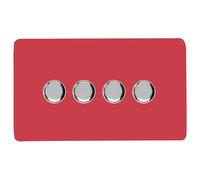 Trendi Switch 4 Gang 1 or 2 way 150w Rotary LED Dimmer Light Switch in Strawberry
