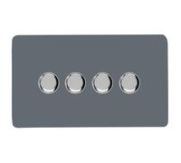Trendi Switch 4 Gang 1 or 2 Way 150w Rotary LED Dimmer Light Switch in Warm Grey