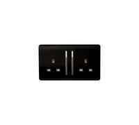 Trendi Switch 2 Gang Long Switched Plug Socket in Piano Black